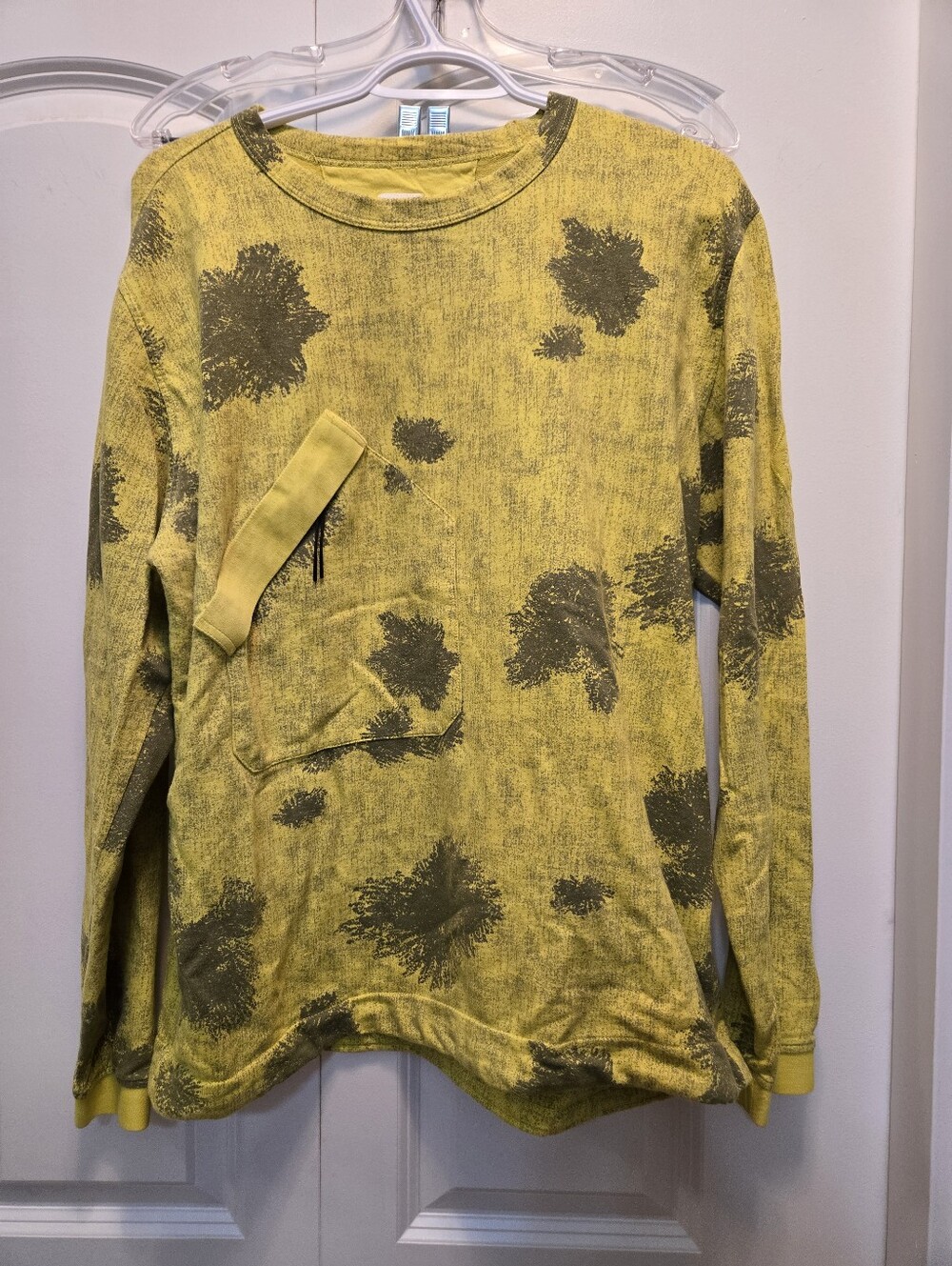 C.P. Company Men's Yellow Long Sleeve Tee with Charcoal Splatter